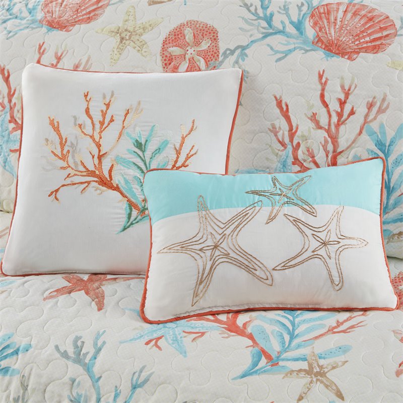 Madison Park 6-Piece 100 Percent Cotton Sateen Printed Coverlet Set in Pink