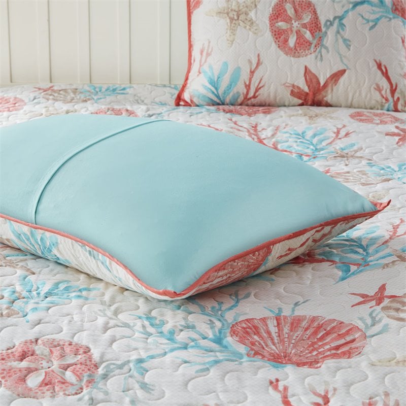 Madison Park 6-Piece 100 Percent Cotton Sateen Printed Coverlet Set in Pink
