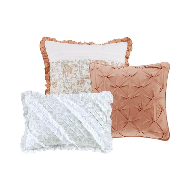 Madison Park 6-Piece 100 Percent Cotton Percale Printed Coverlet Set in Pink