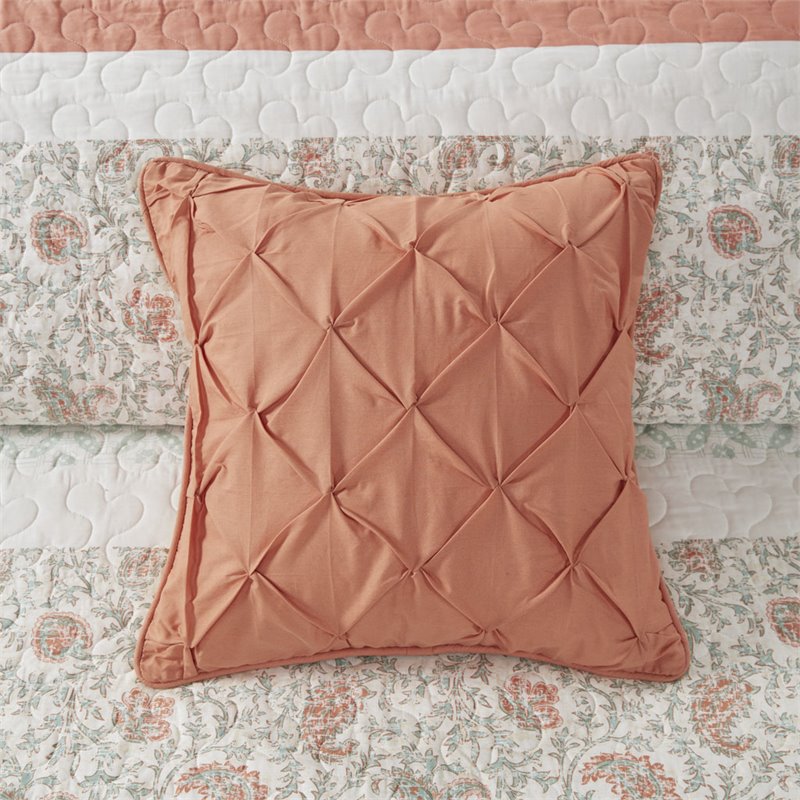 Madison Park 6-Piece 100 Percent Cotton Percale Printed Coverlet Set in Pink