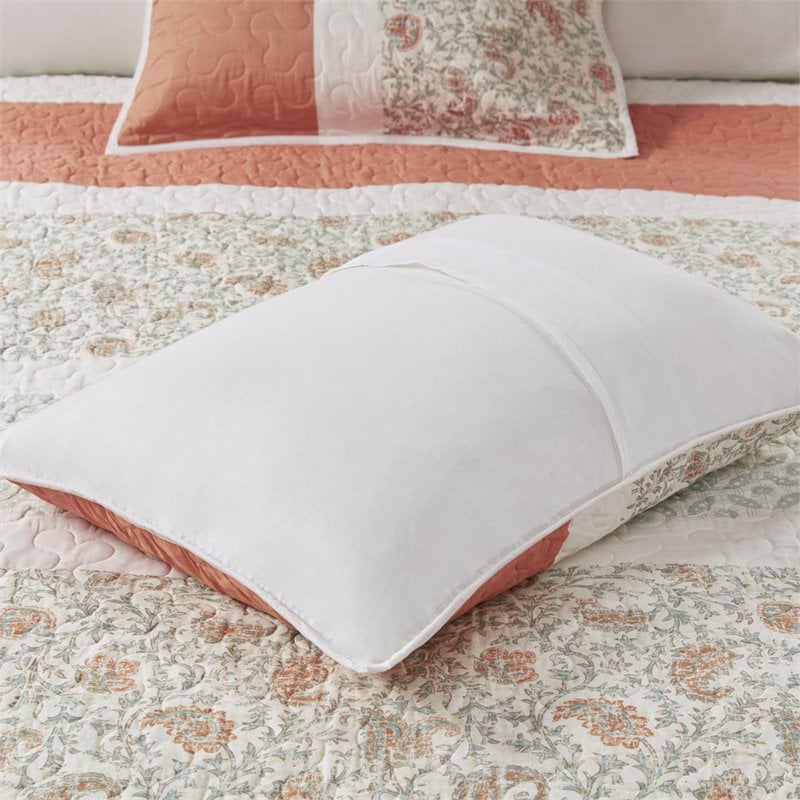 Madison Park 6-Piece 100 Percent Cotton Percale Printed Coverlet Set in Pink