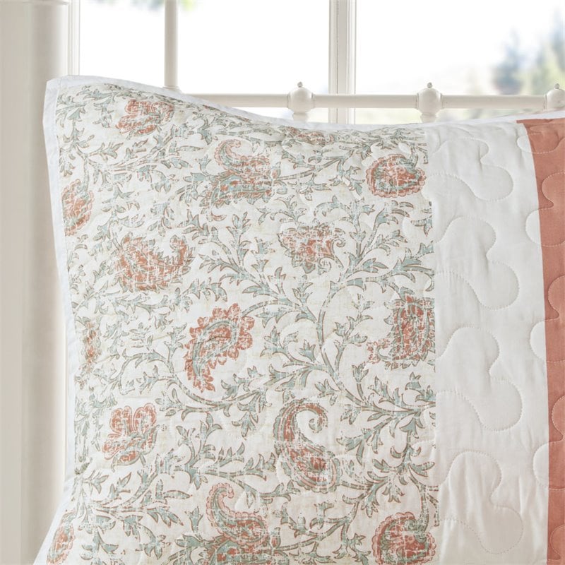 Madison Park 6-Piece 100 Percent Cotton Percale Printed Coverlet Set in Pink