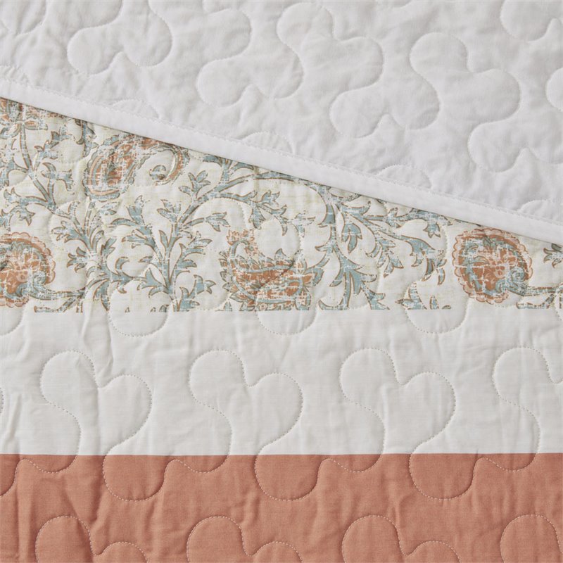 Madison Park 6-Piece 100 Percent Cotton Percale Printed Coverlet Set in Pink