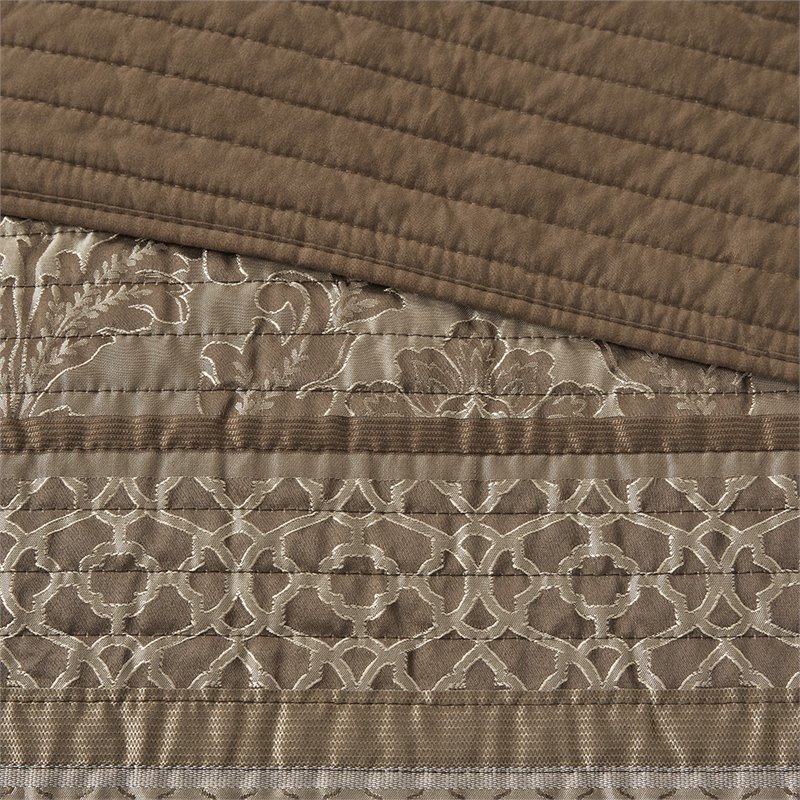 Madison Park Bellagio 6-Piece Polyester Jacquard Coverlet Set in Brown