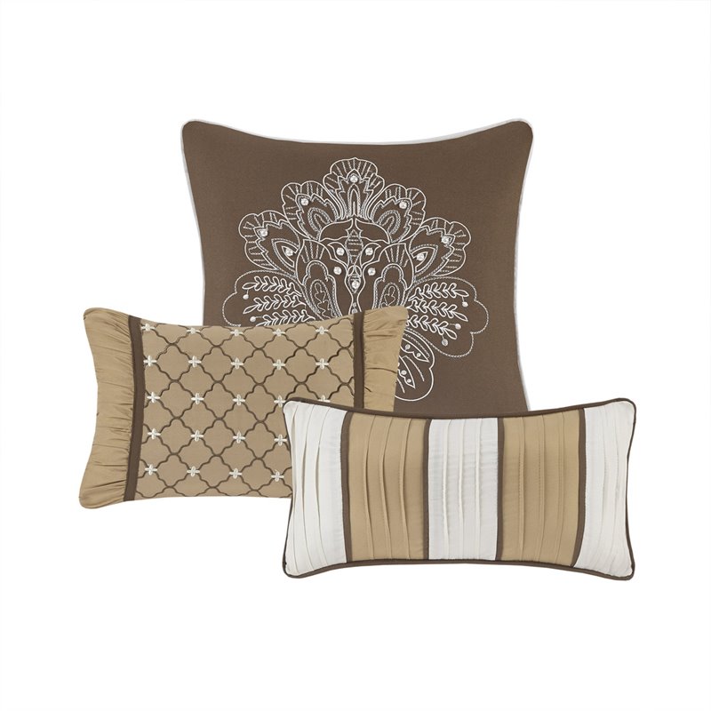 Madison Park Bellagio 6-Piece Polyester Jacquard Coverlet Set in Brown