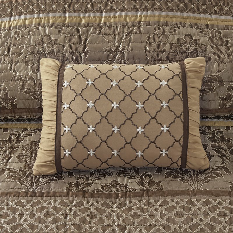 Madison Park Bellagio 6-Piece Polyester Jacquard Coverlet Set in Brown