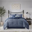 Madison Park Walter 7-Piece Polyester Printed Seersucker Comforter Set in Navy