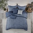 Madison Park Walter 7-Piece Polyester Printed Seersucker Comforter Set in Navy