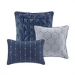 Madison Park Walter 7-Piece Polyester Printed Seersucker Comforter Set in Navy