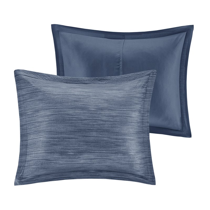 Madison Park Walter 7-Piece Polyester Printed Seersucker Comforter Set in Navy