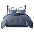 Madison Park Walter 7-Piece Polyester Printed Seersucker Comforter Set in Navy