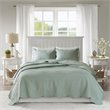 Madison Park Tuscany Polyester Microfiber Solid Brushed Coverlet Set in Green
