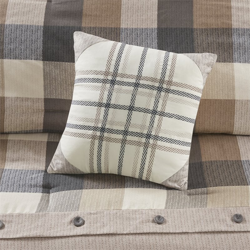 Madison Park Ridge 7-Piece Polyester Herringbone Printed Comforter Set in Brown