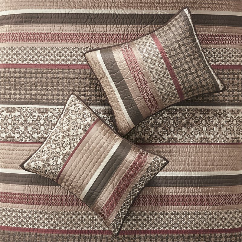 Madison Park Princeton 5-Piece 100 Percent Polyester Jacquard Coverlet Set - Red