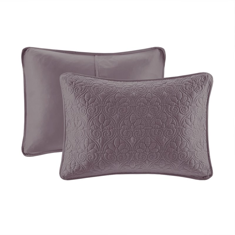 Madison Park Quebec Cotton Fibers Fill Brushed Microfiber Bedspread Set - Purple