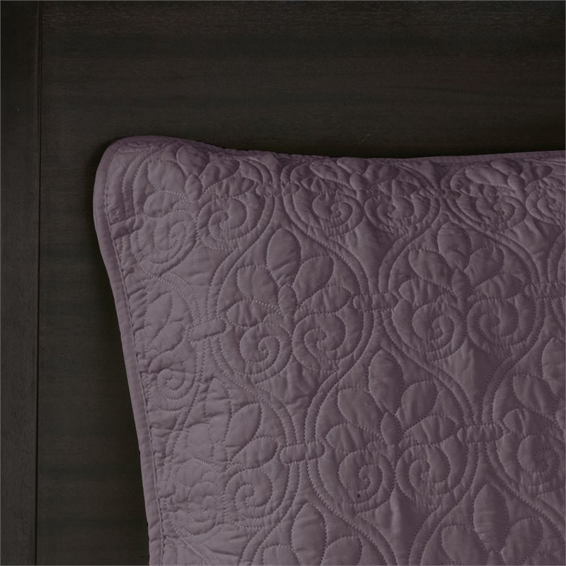 Madison Park Quebec Cotton Fibers Fill Brushed Microfiber Bedspread Set - Purple