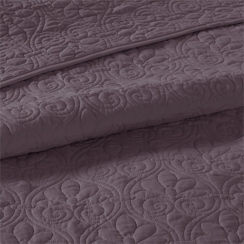 Madison Park Quebec Cotton Fibers Fill Brushed Microfiber Bedspread Set - Purple
