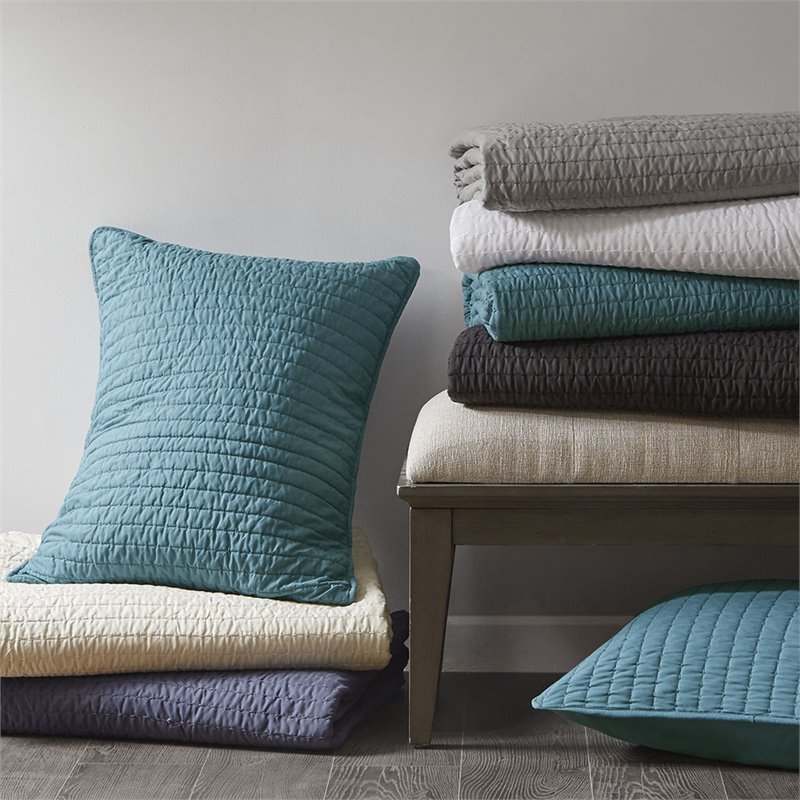 Madison Park Keaton 100 Percent Polyester Microfiber Coverlet Mini Set in Cream