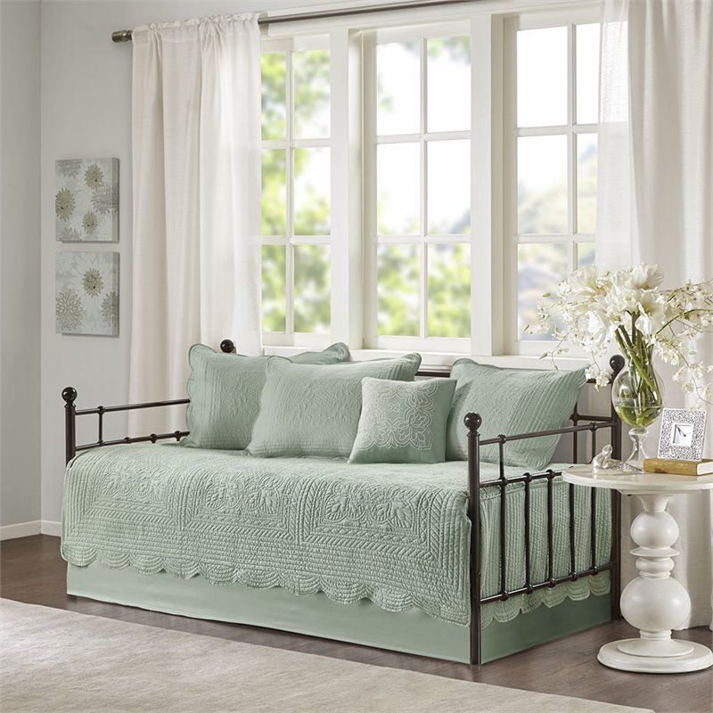 Madison Park Tuscany Polyester Microfiber 6pcs Daybed Cover Set in Green