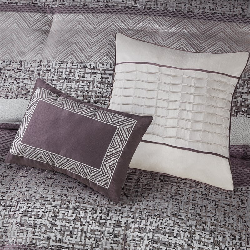 Madison Park Rhapsody 7-Piece Polyester Jacquard Comforter Set in Purple