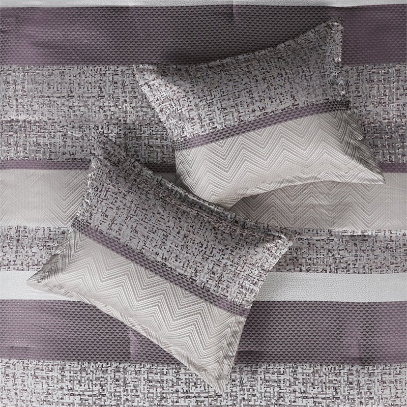Madison Park Rhapsody 7-Piece Polyester Jacquard Comforter Set in Purple