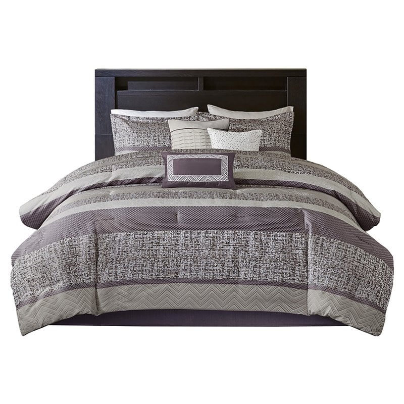 Madison Park Rhapsody 7-Piece Polyester Jacquard Comforter Set in Purple
