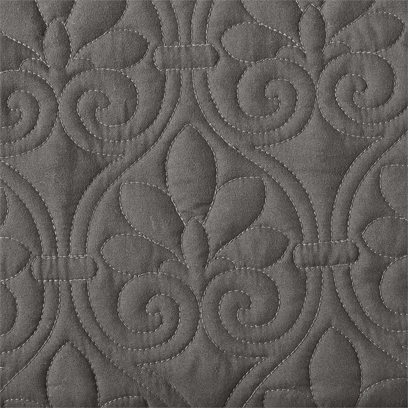 Madison Park Traditional 100 Percent Polyester Fitted Bedspread in Gray