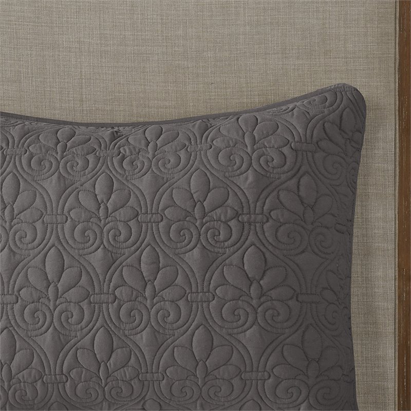 Madison Park Traditional 100 Percent Polyester Fitted Bedspread in Gray
