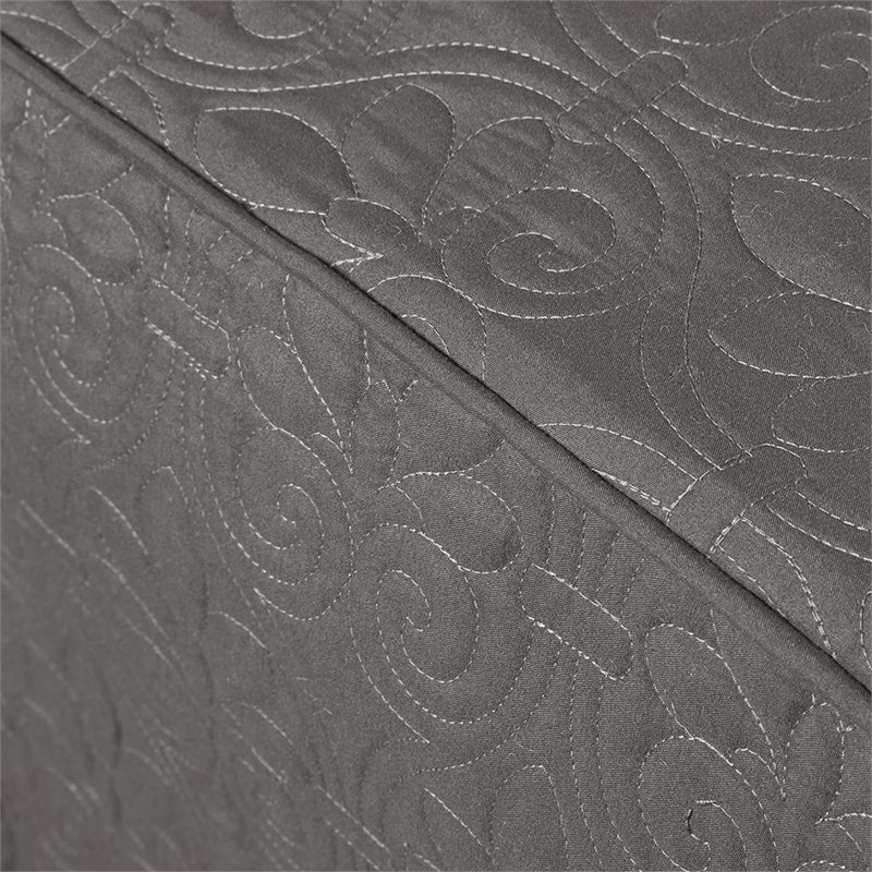 Madison Park Traditional 100 Percent Polyester Fitted Bedspread in Gray