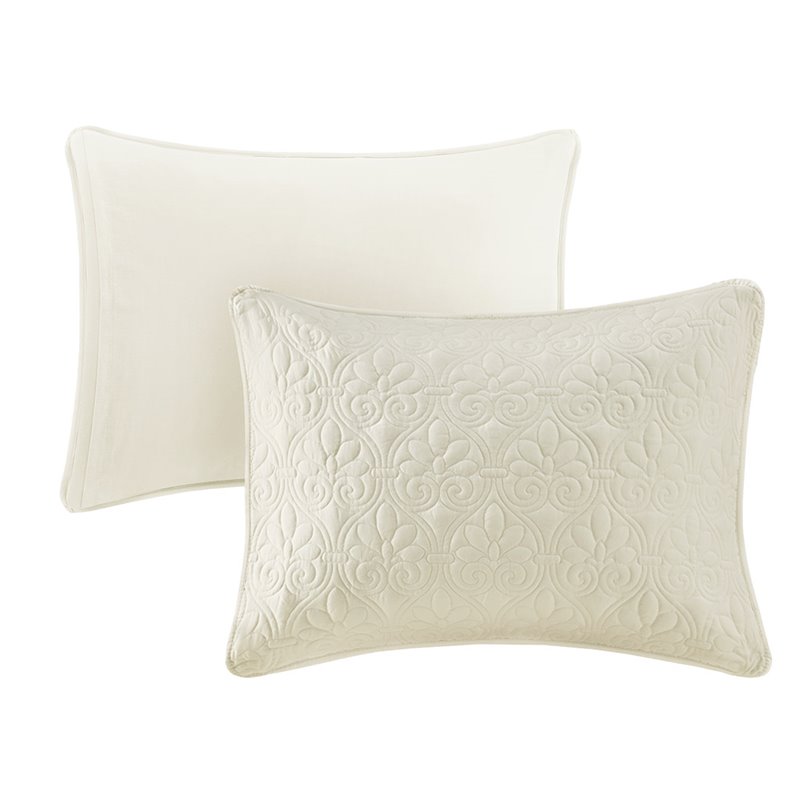 Madison Park Traditional 100 Percent Polyester Fitted Bedspread in Cream