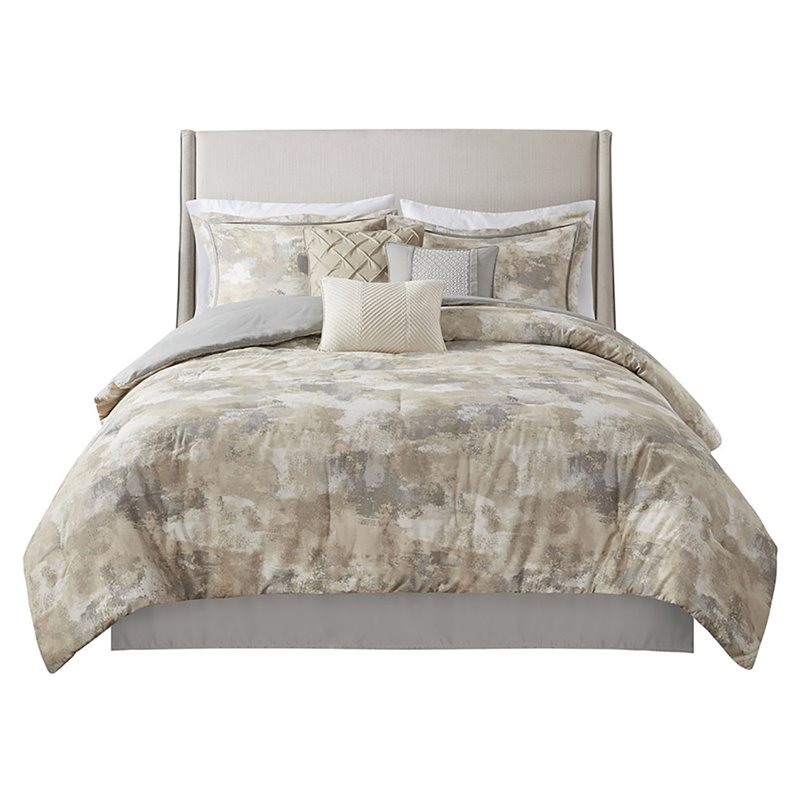 Madison Park Beacon 7-Piece Cotton Fabric Comforter Set in Gray