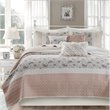 Madison Park 6-Piece 100 Percent Cotton Printing Pieced Coverlet Set in Pink