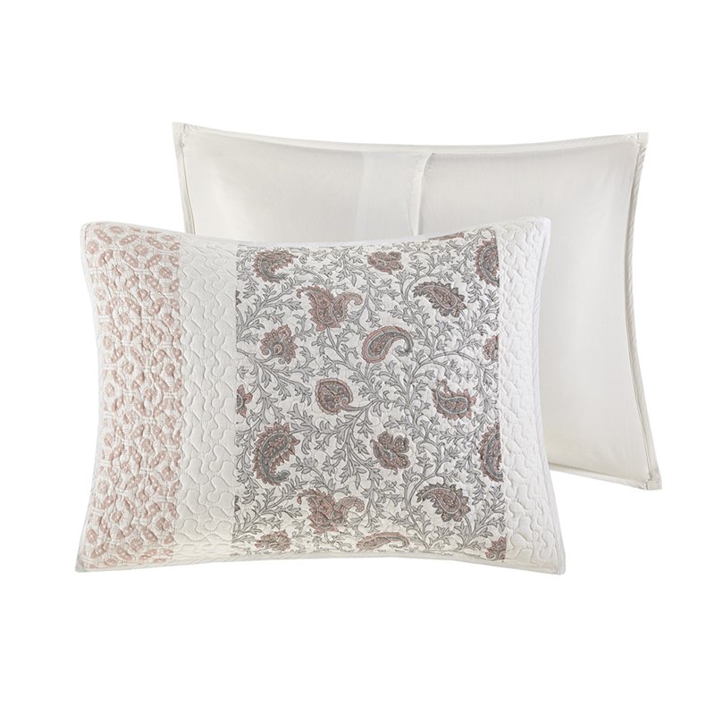 Madison Park 6-Piece 100 Percent Cotton Printing Pieced Coverlet Set in Pink