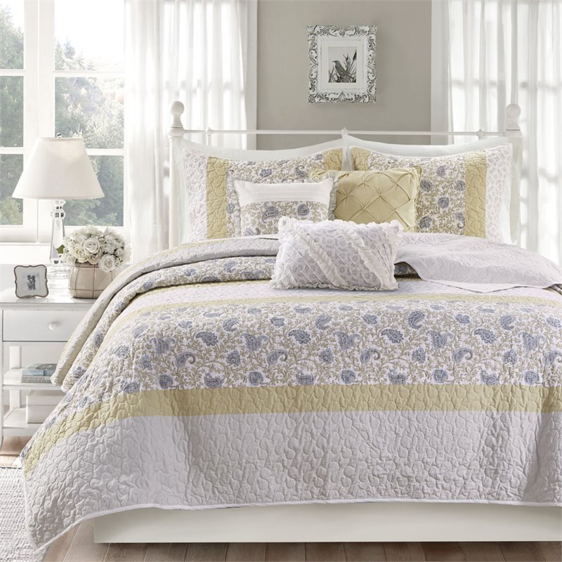 Madison Park 6-Piece Polyester Cotton Percale Printed Coverlet Set - Multi-Color