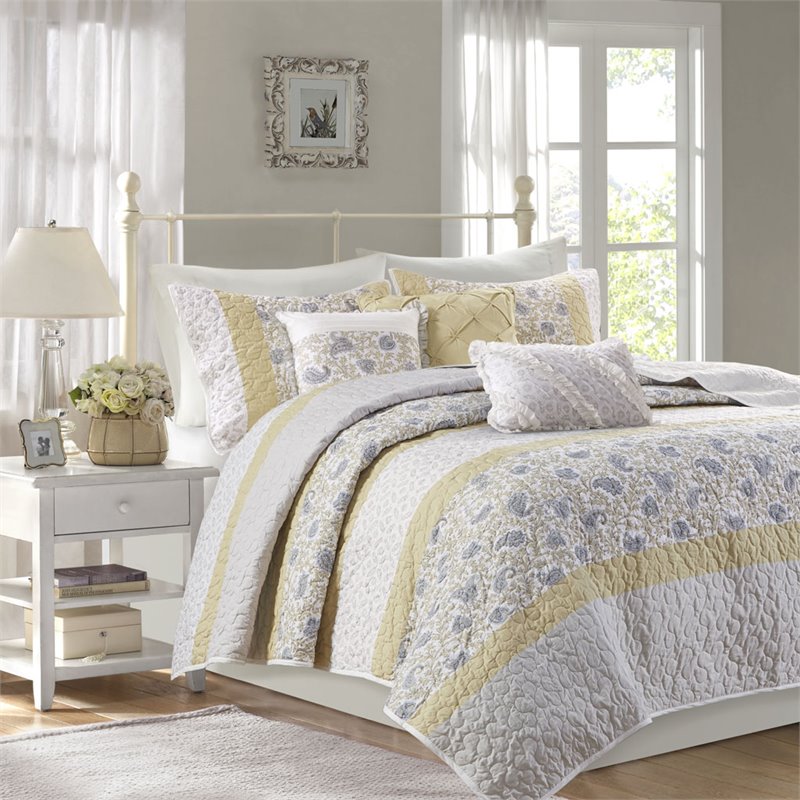 Madison Park 6-Piece Polyester Cotton Percale Printed Coverlet Set - Multi-Color