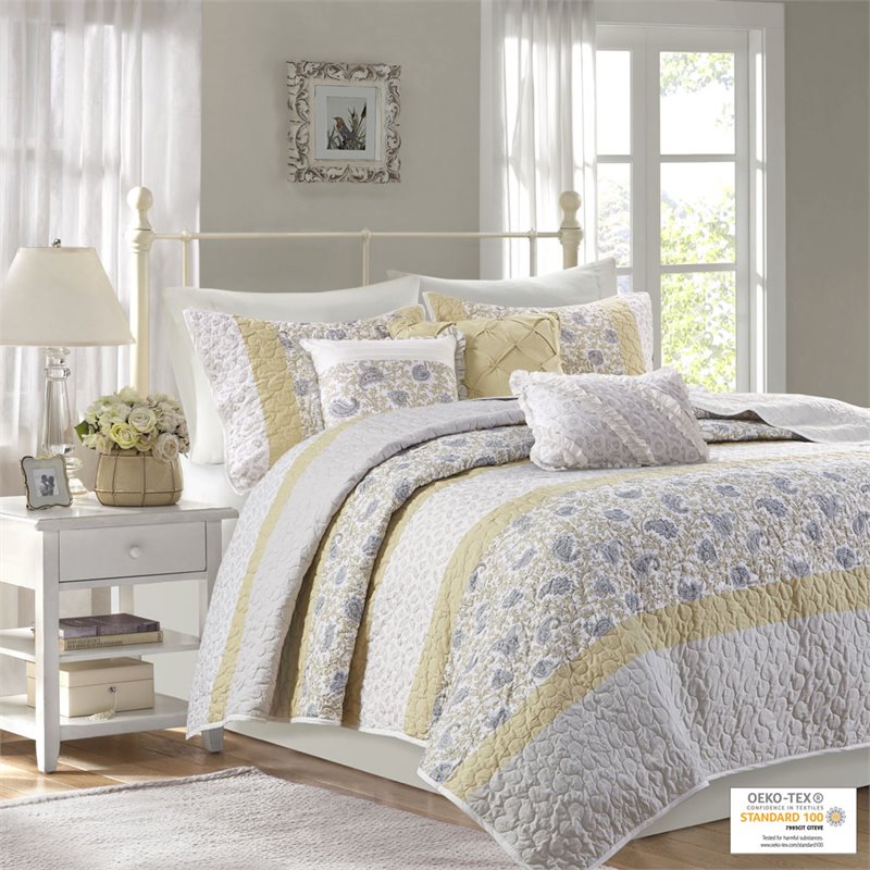 Madison Park 6-Piece Polyester Cotton Percale Printed Coverlet Set - Multi-Color