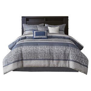 Madison Park Rhapsody 7-Piece Polyester Jacquard Comforter Set in Navy