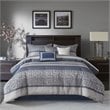 Madison Park Rhapsody 7-Piece Polyester Jacquard Comforter Set in Navy Finish