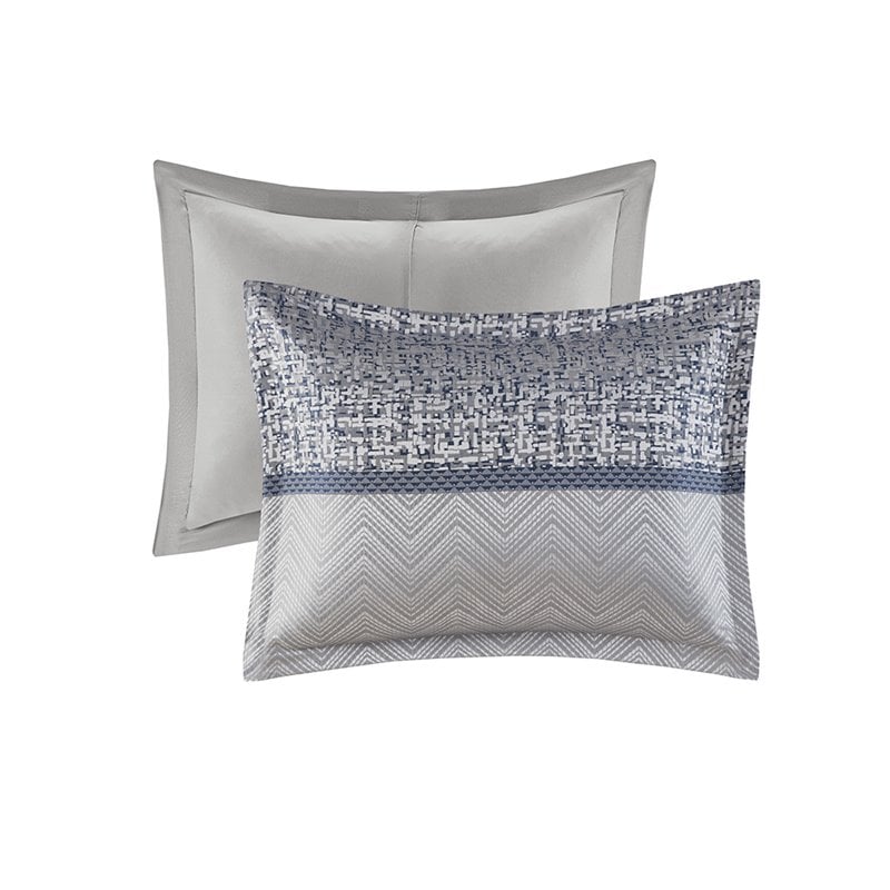 Madison Park Rhapsody 7-Piece Polyester Jacquard Comforter Set in Navy Finish
