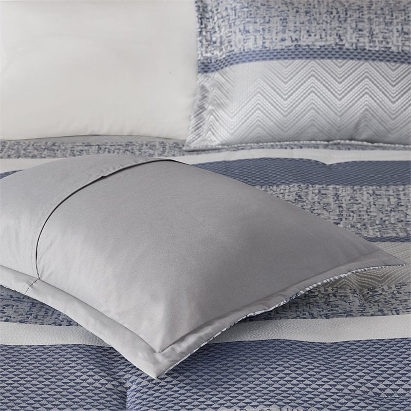 Madison Park Rhapsody 7-Piece Polyester Jacquard Comforter Set in Navy Finish