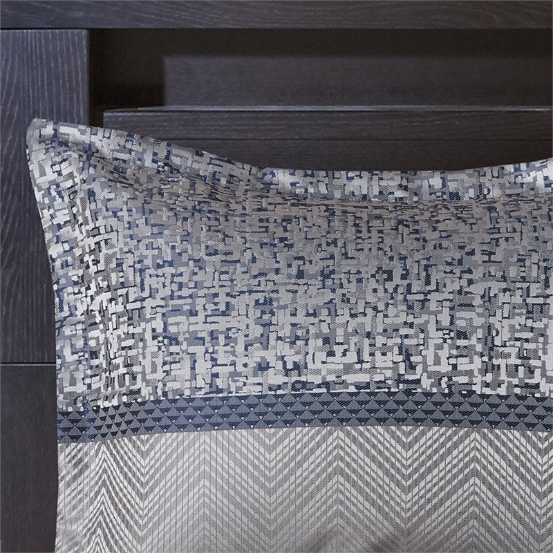 Madison Park Rhapsody 7-Piece Polyester Jacquard Comforter Set in Navy Finish