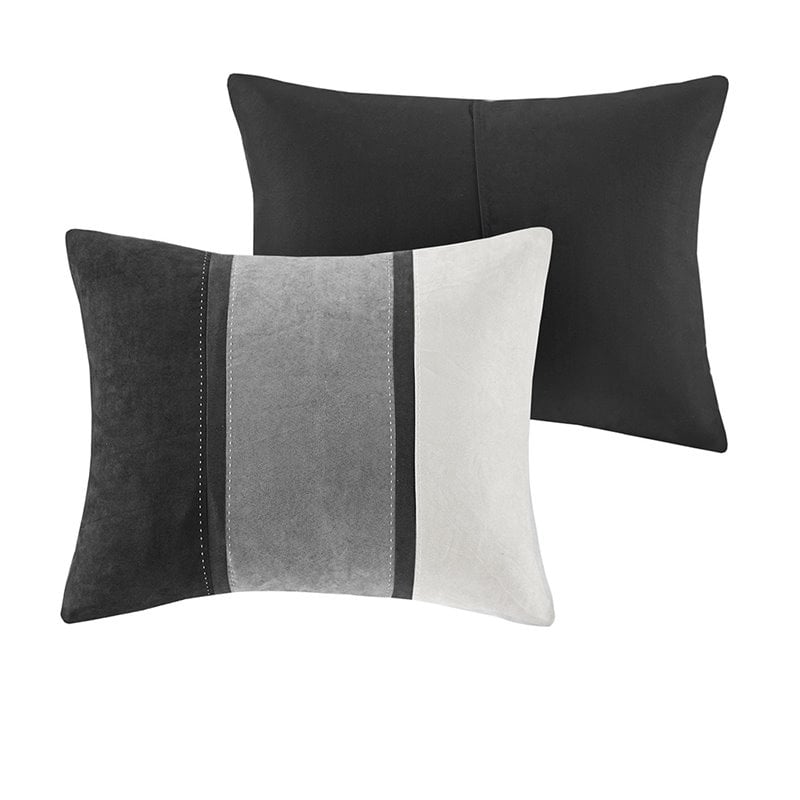 Madison Park Palisades 7-Piece Polyester Faux Suede Comforter Set in Black