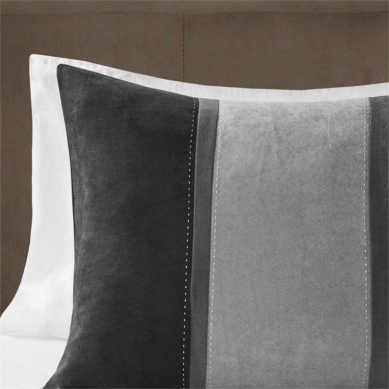 Madison Park Palisades 7-Piece Polyester Faux Suede Comforter Set in Black
