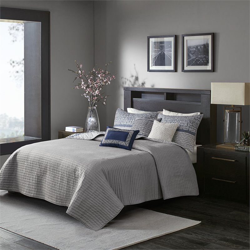 Madison Park Rhapsody 6-Piece Polyester Jacquard Coverlet Set in Navy