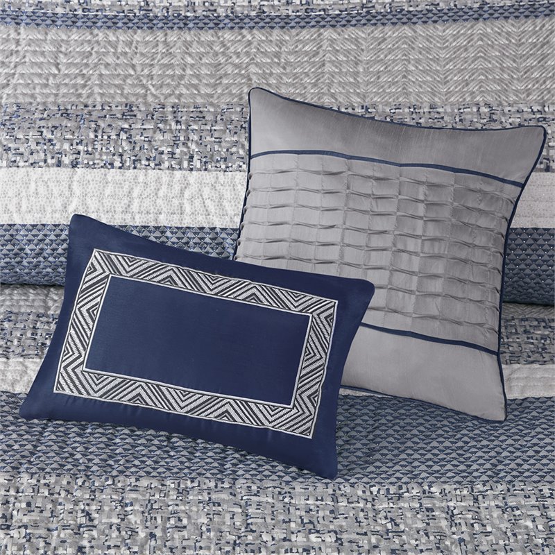 Madison Park Rhapsody 6-Piece Polyester Jacquard Coverlet Set in Navy