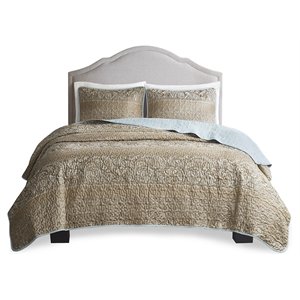 madison park nadia 100 percent polyester coverlet set in brown