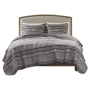 madison park seri 3-piece 100 percent polyester coverlet set in gray