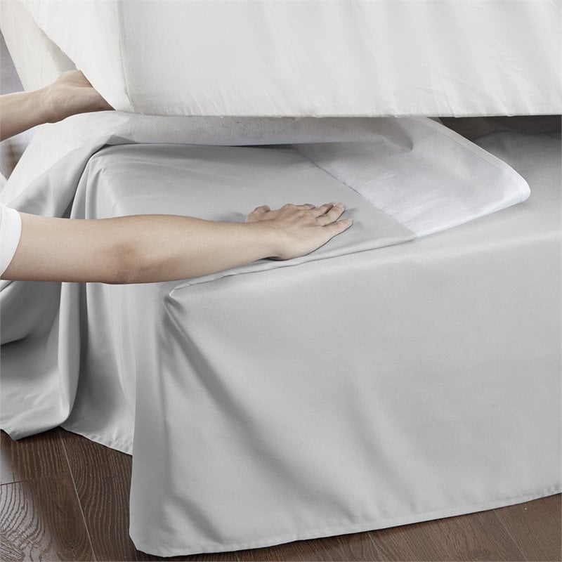 Madison Park Polyester Microfiber Wrap Around Adjustable Bedskirt in Gray