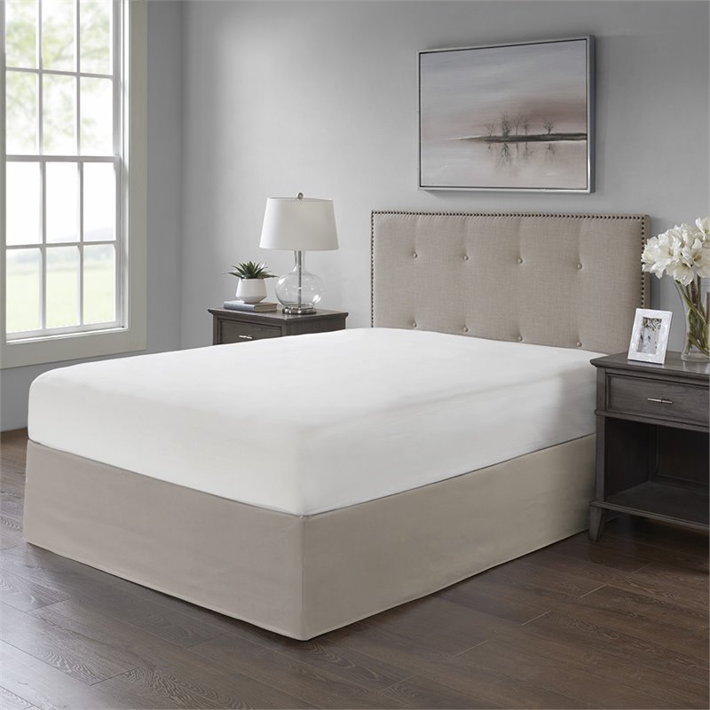 Madison Park Polyester Microfiber Wrap Around Adjustable Bedskirt in Brown