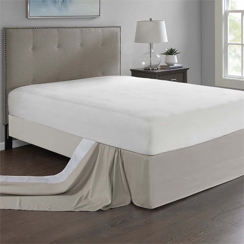 Madison Park Polyester Microfiber Wrap Around Adjustable Bedskirt in Brown